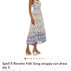 Folk Song Strappy Sun Dress - Blue and White